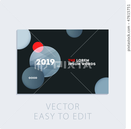 Brochure with black abstract design cover, party flyer in A4 with grey smooth round for club, 47615751