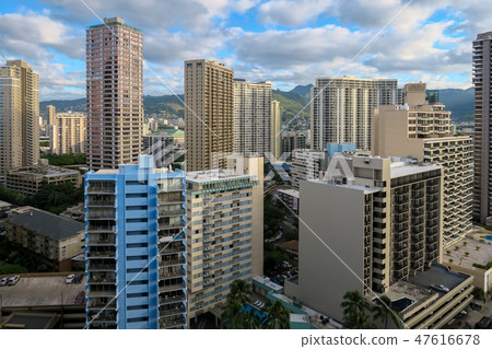 威基基建築從Grand·Waikikian的陽台上看到 威基基建築從Grand·Waikikian的陽台上看到 47616678
