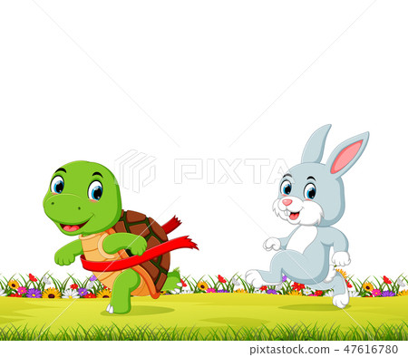 a turtle win the race against a rabbit 47616780