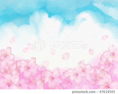 Water sky and cherry blossoms Water sky and cherry blossoms 47619505