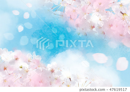 Water sky and cherry blossoms Water sky and cherry blossoms 47619517