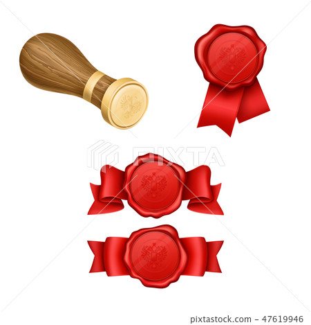Wax sealing and royal stamp realistic vector Wax sealing and royal stamp realistic vector 47619946
