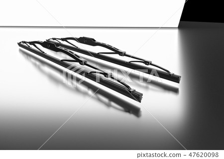 3D rendering. Wiper blade for car. Spare parts, auto parts for driver safety 47620098