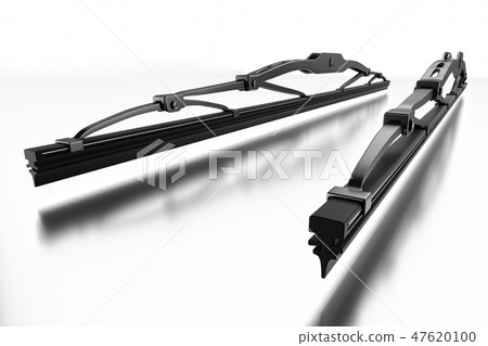 3D rendering. Wiper blade for car. Spare parts, auto parts for driver safety 47620100