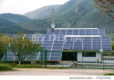Solar panels, photovoltaics over the roof Solar panels, photovoltaics over the roof 47620482