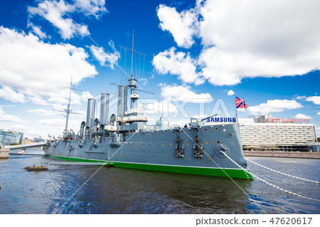 cruiser Aurora on the Neva River 47620617