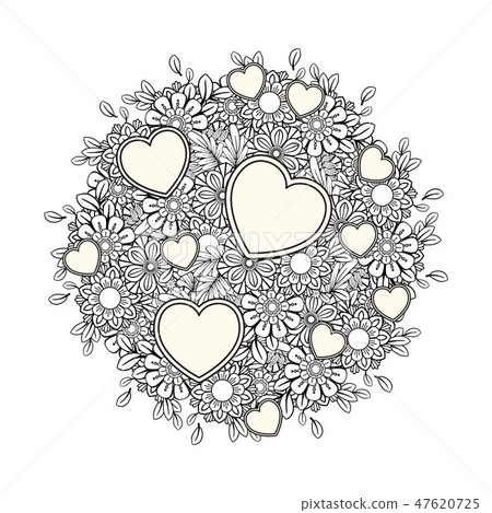 Valentines Day Coloring Page Stock Illustration 47620725 Pixta