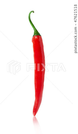 Red chilli slice isolated on white background. 47621518