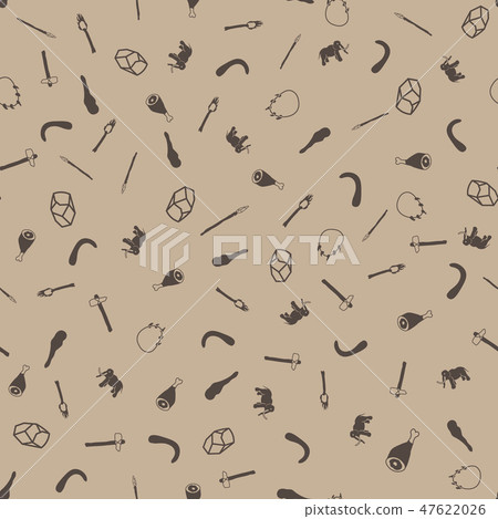 Stone Age Seamless Pattern Background. 47622026