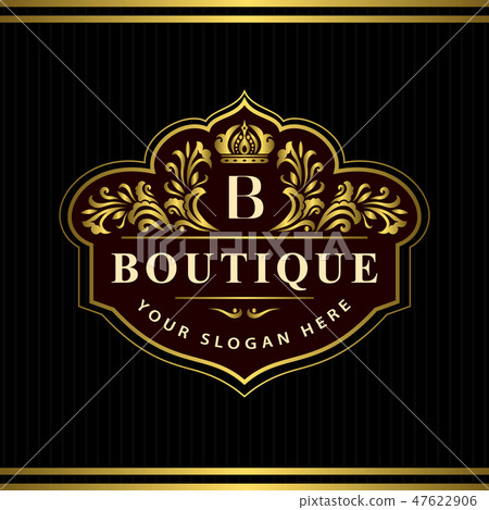 Monogram design template. Elegant line art logo B 47622906