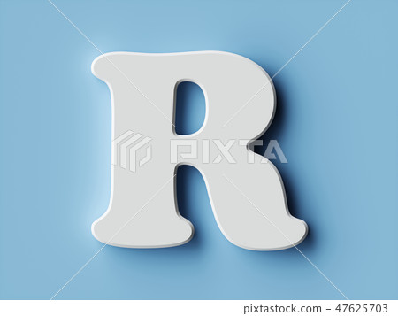 White paper letter alphabet character R font White paper letter alphabet character R font 47625703