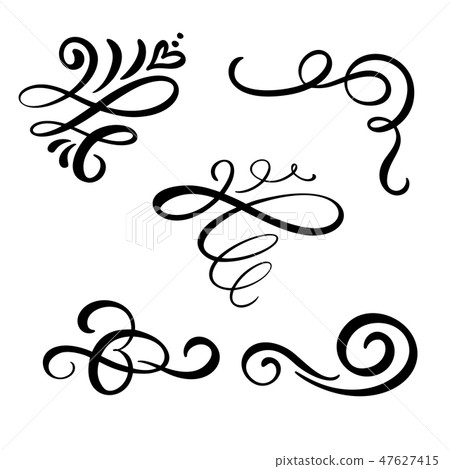 Set of vector vintage line elegant dividers and separators, swirl and corner decorative ornaments 47627415