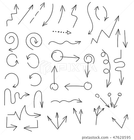 Black hand drawn arrow set on white background - Stock Illustration ...