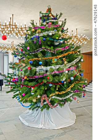 Christmas tree in hall Christmas tree in hall 47629148