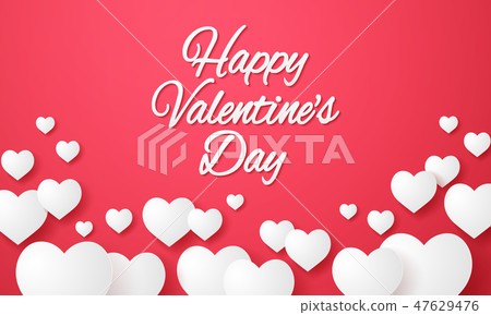 Valentines day , White heart shape with lettering 47629476