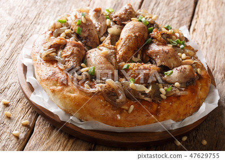 Palestinian dish of chicken with sumac, pine nuts Palestinian dish of chicken with sumac, pine nuts 47629755