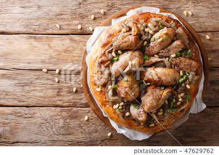Palestinian musakhan or sumac chicken closeup Palestinian musakhan or sumac chicken closeup 47629762