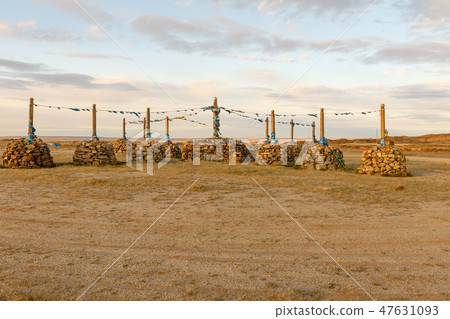 Mongolian Ovoo, cult place 47631093
