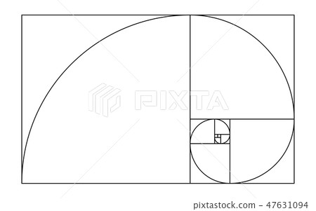 Golden Ratio Golden Spiral Simple Black And White Stock Illustration