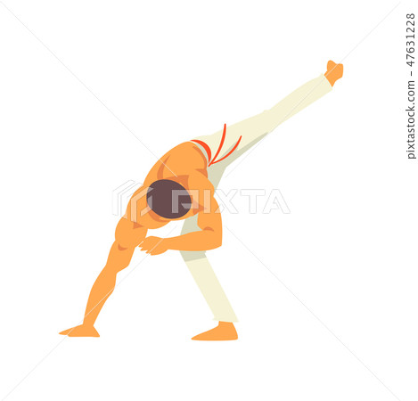 Male Capoeira Dancer Character Practicing Movement, Brazilian National Struggle Vector Illustration 47631228