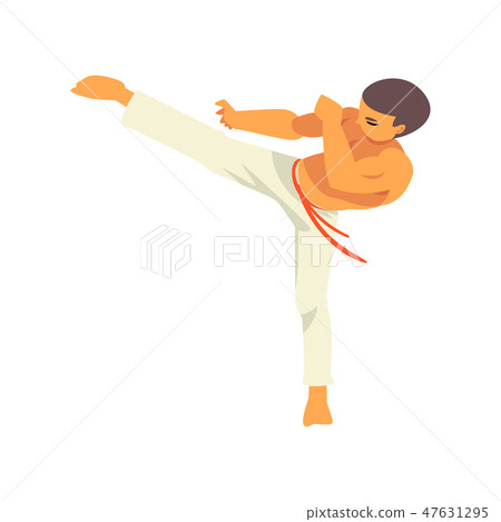 Capoeira Dancer Character Doing Powerful Kick, Brazilian National Martial Art Vector Illustration 47631295