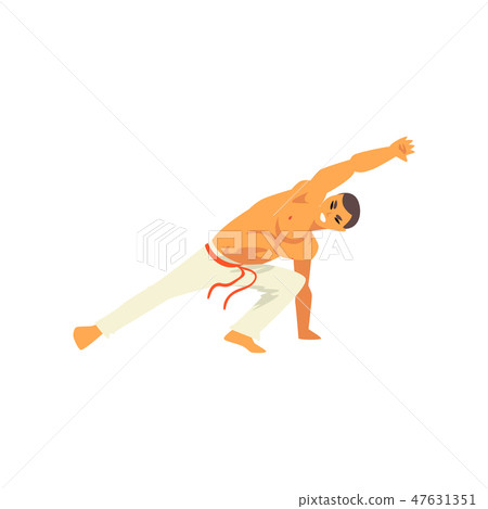 Male Dancer Fighter Character Practicing Capoeira, Brazilian National Martial Art Vector 47631351