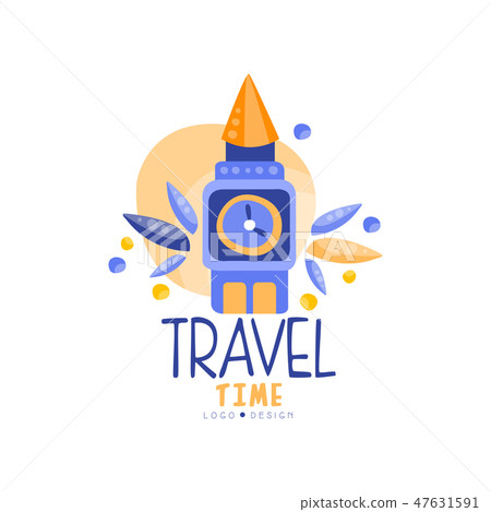 Travel time logo design, summer vacation, weekend tour, tourist agency creative label vector 47631591