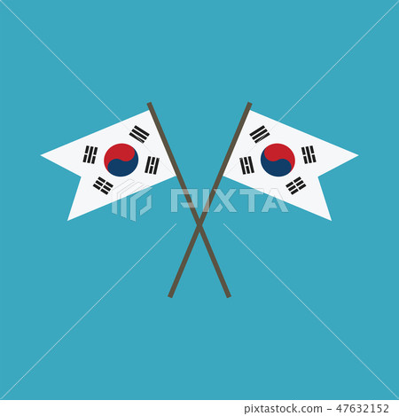 South Korea flag icon in flat design 47632152