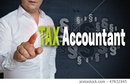 Tax Accountant touchscreen is operated by man concept Tax Accountant touchscreen is operated by man concept 47632845