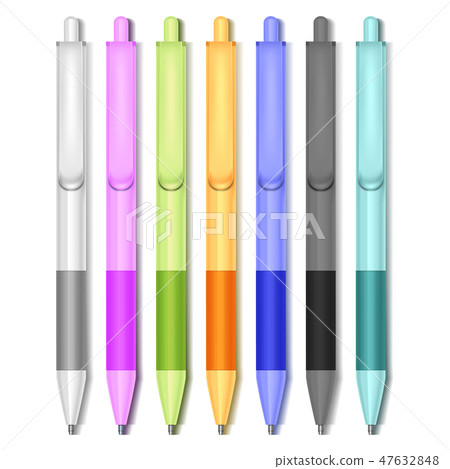 Colored Pens Isolated Set in Realistic Style Colored Pens Isolated Set in Realistic Style 47632848