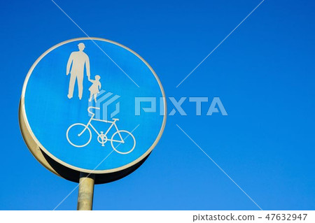 Road sign bicycle pedestrian preferred road 47632947