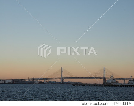 Yokohama Bay Bridge at dusk 47633319