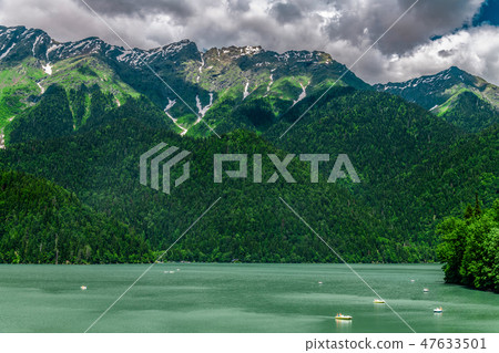 Mountains surrounding Ritsa Lake in an Abkhazia 47633501