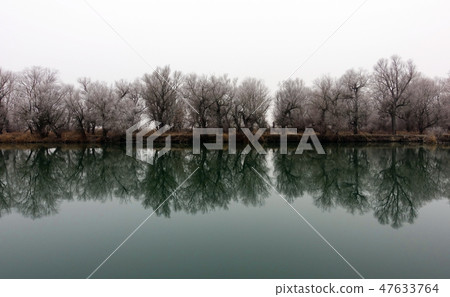 Winter scene with river Winter scene with river 47633764