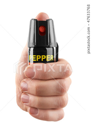 Tear gas or pepper spray in hand Tear gas or pepper spray in hand 47633768