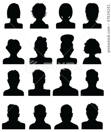 Black silhouettes of human heads, avatar profiles Black silhouettes of human heads, avatar profiles 47634281