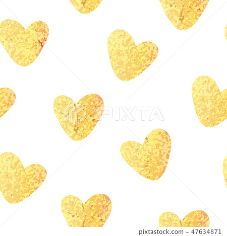 Glittering gold heart seamless pattern on white - Stock Illustration ...