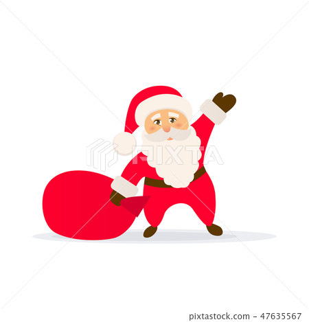 Cute Santa Claus with bag. Christmas vector icon. Cute Santa Claus with bag. Christmas vector icon. 47635567