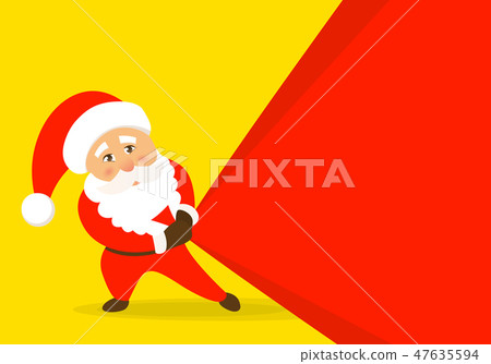 Cute Santa Claus with bag. Christmas vector icon.  47635594