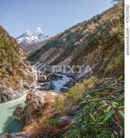 Ama Dablam summit in Himalayas 47635982