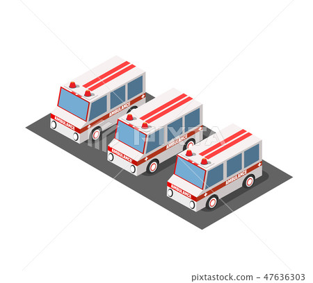 Ambulance car isometric 47636303