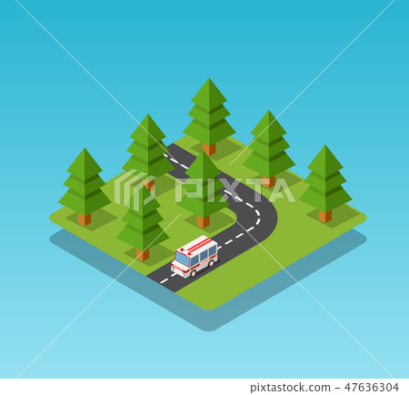Ambulance car isometric 47636304