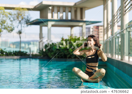 Portrait of a sexy meditation caucasian woman in Portrait of a sexy meditation caucasian woman in 47636662
