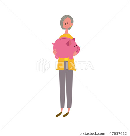 豬存錢罐例證資深女性 47637612
