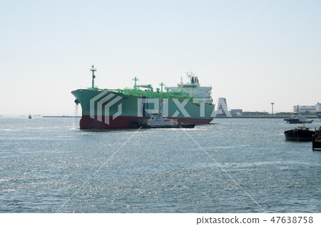 Large green tanker to leave port Large green tanker to leave port 47638758