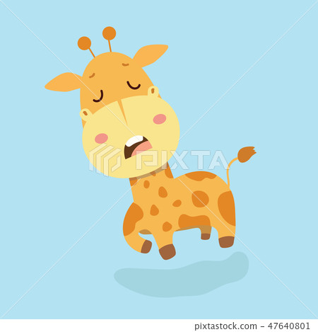 Cute giraffe cartoon on pastel background. 47640801