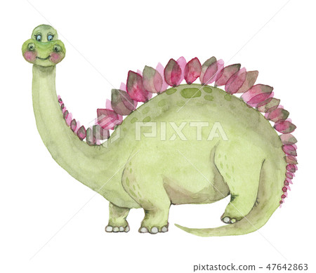 Watercolor dinosaurs stegosaurus Watercolor dinosaurs stegosaurus 47642863
