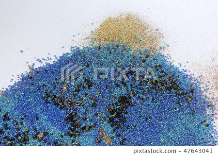 Colorful sand pattern. Marble style background. Blue and gold powder texture. 47643041