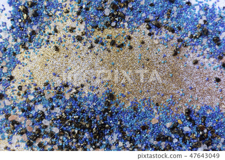 Colorful sand pattern. Marble style background. Blue and gold powder texture. 47643049