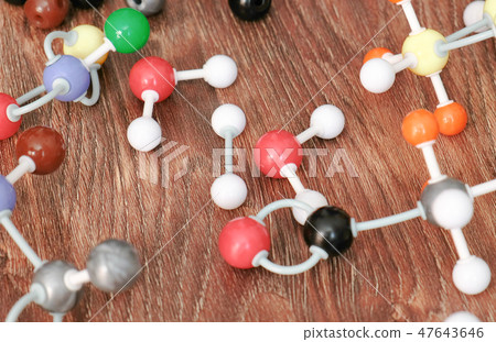 Closeup models of molecules from a plastic constructor. 47643646